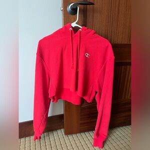 Red Women’s Cropped Champion Hoodie, Size Small